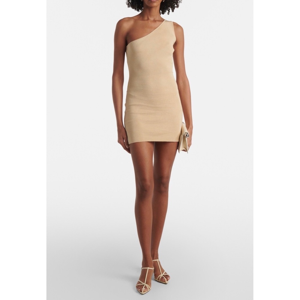 Aya Muse Chara One-shoulder Silk-blend Mini Dress in Tan Size XS